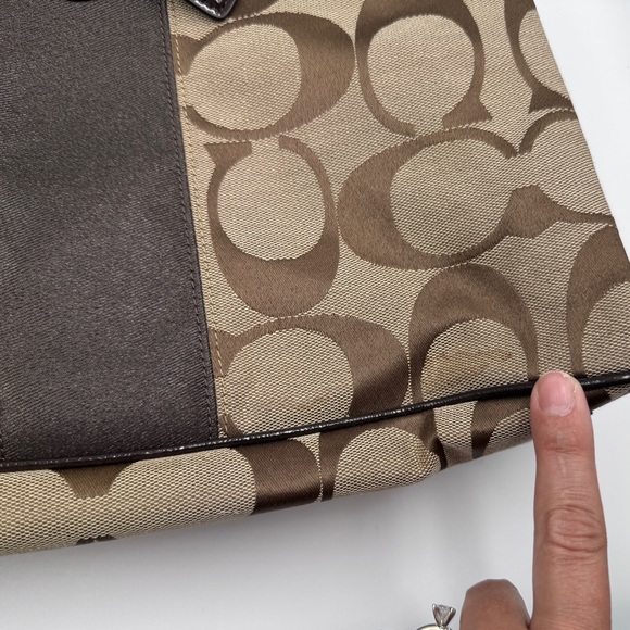 100% Authentic Coach Brown CC Logo Stripe Shoulder Bag - Picture 6 of 6